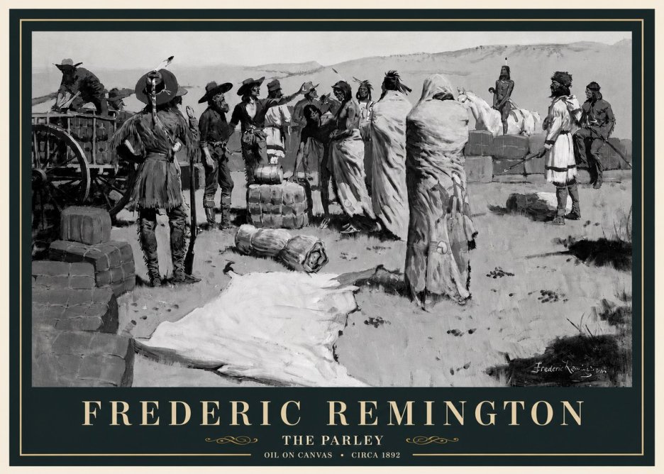 Frederic Remington The Parley No3 - Póster