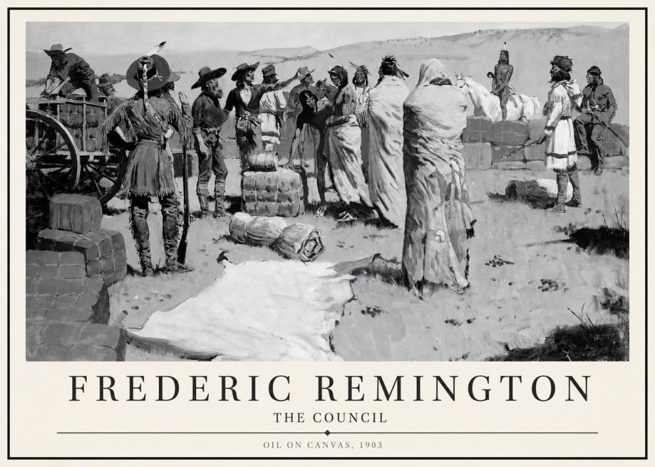 Frederic Remington The Parley No4 - Póster