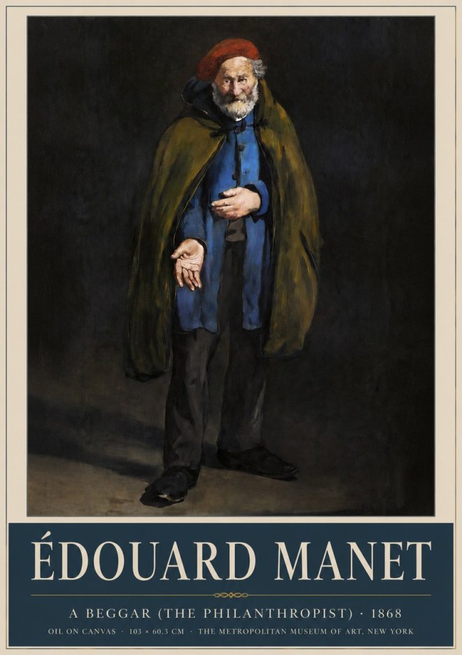 Édouard Manet A Beggar (the Philanthropist) No3 - Póster