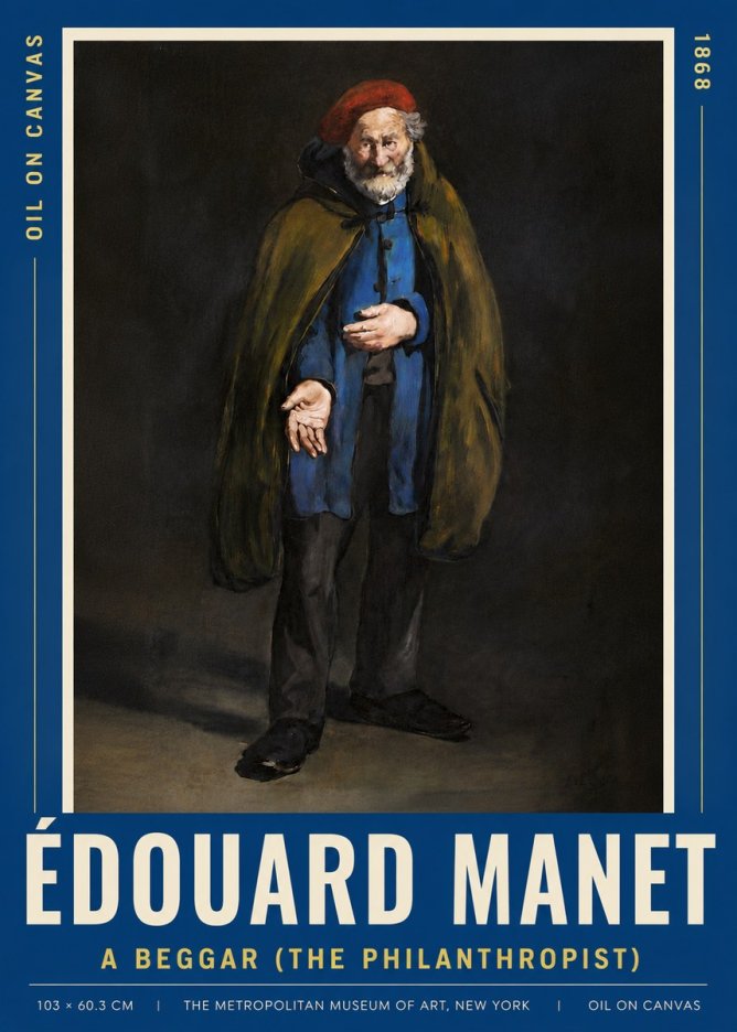 Édouard Manet A Beggar (the Philanthropist) No6 - Póster