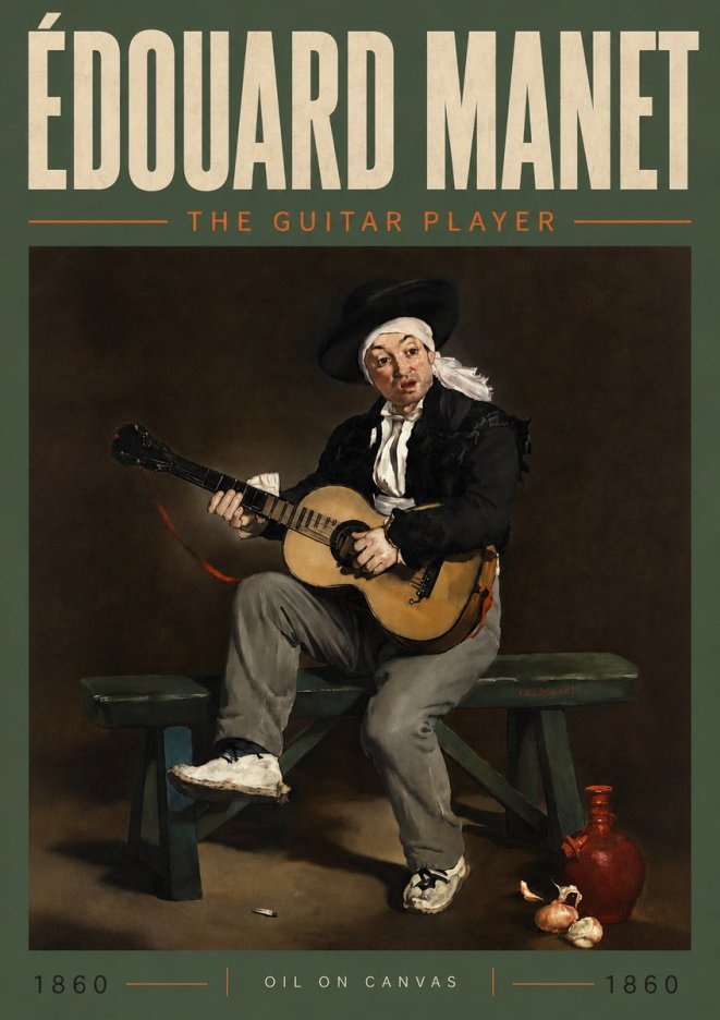 Édouard Manet The Guitar Player No5 - Póster