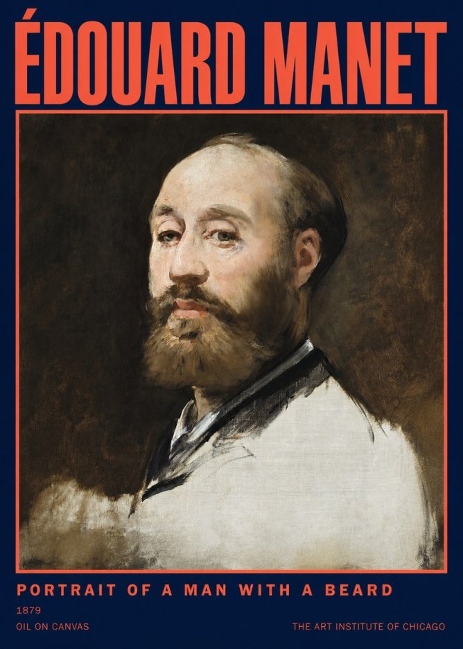 Édouard Manet Portrait of a Man with a Beard No2 - Póster