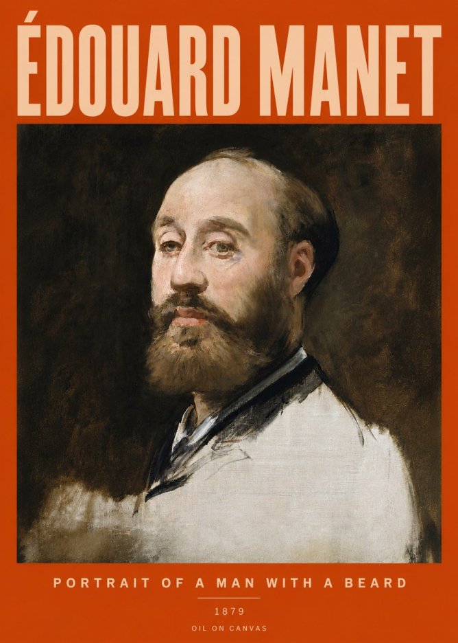 Édouard Manet Portrait of a Man with a Beard No5 - Póster