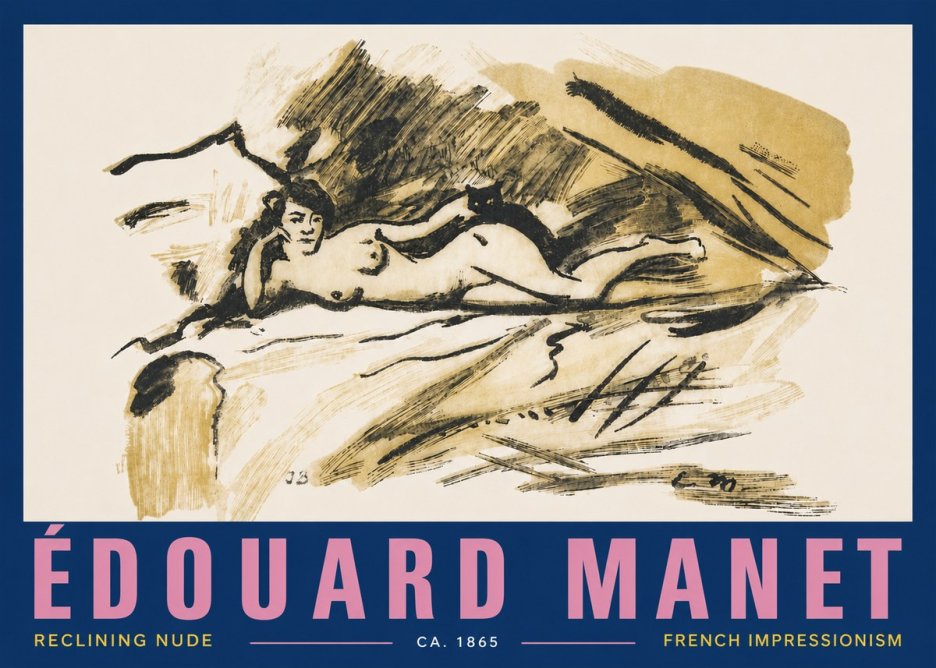 Édouard Manet Reclining Nude No4 - Póster