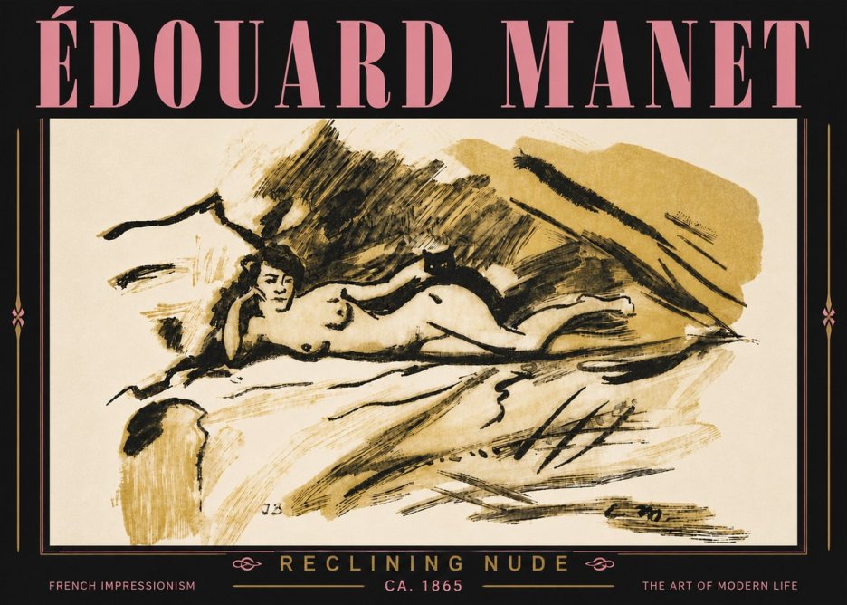Édouard Manet Reclining Nude No6 - Póster