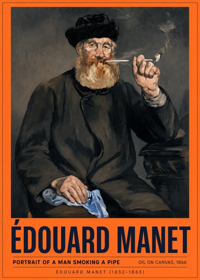Édouard Manet Portrait of a Man Smoking a Pipe No2 - Póster