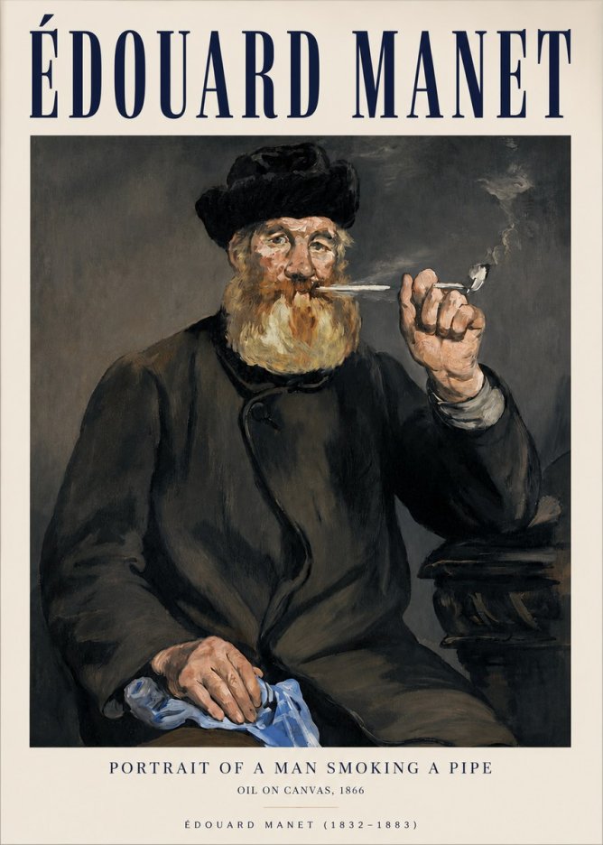 Édouard Manet Portrait of a Man Smoking a Pipe No3 - Póster