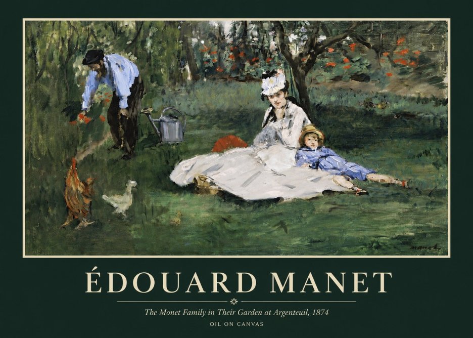 Édouard Manet The Monet Family in Their Garden at Argenteuil, 1874 No3 - Póster