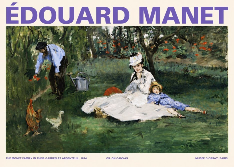 Édouard Manet The Monet Family in Their Garden at Argenteuil, 1874 No4 - Póster