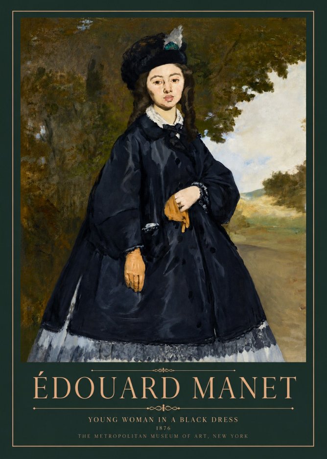 Édouard Manet Young Woman in a Black Dress No3 - Póster