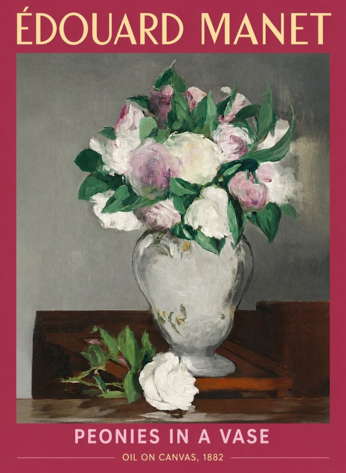 Édouard Manet Peonies in a Vase No2 - Póster