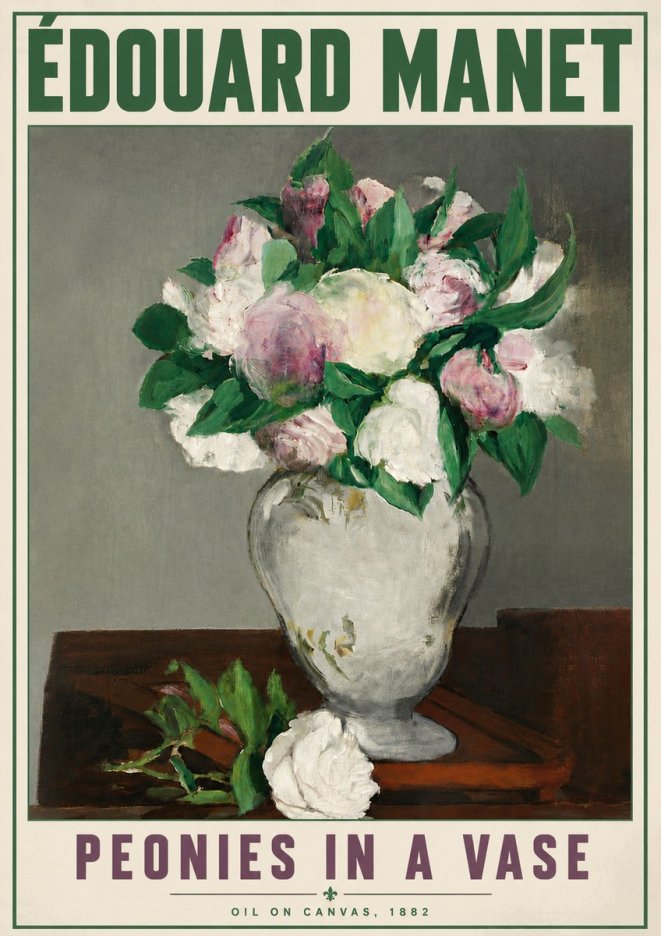 Édouard Manet Peonies in a Vase No6 - Póster