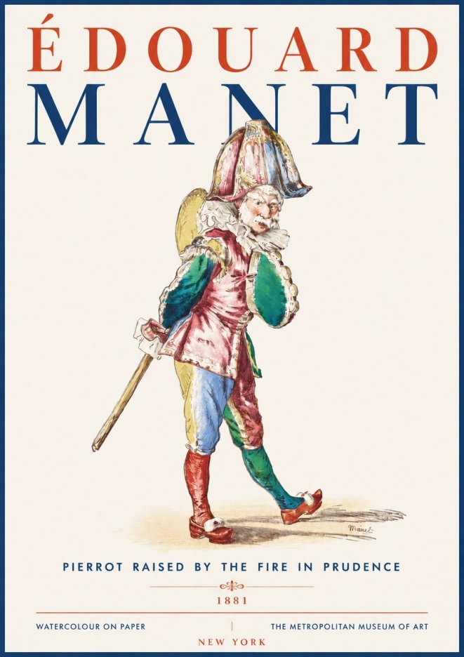 Édouard Manet Pierrot Raised by the Fire in Prudence No5 - Póster