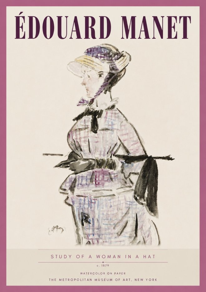 Édouard Manet Study of a Woman in a Hat No4 - Póster