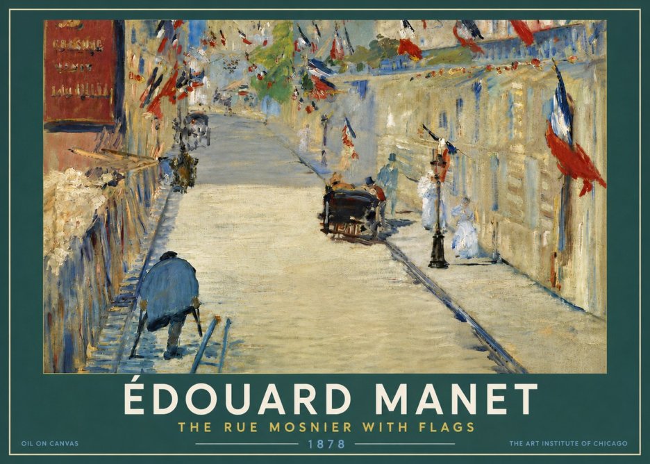 Édouard Manet The Rue Mosnier with Flags No5 - Póster