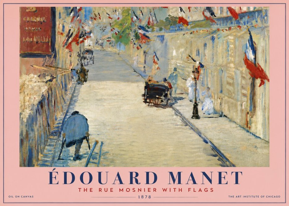 Édouard Manet The Rue Mosnier with Flags No6 - Póster