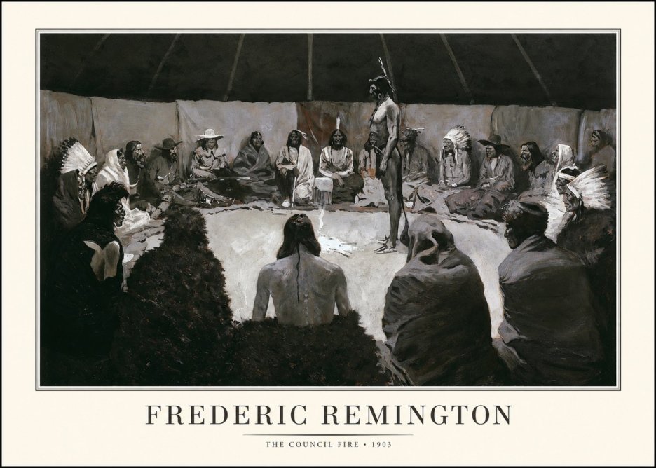Frederic Remington The Council Fire II No1 - Póster
