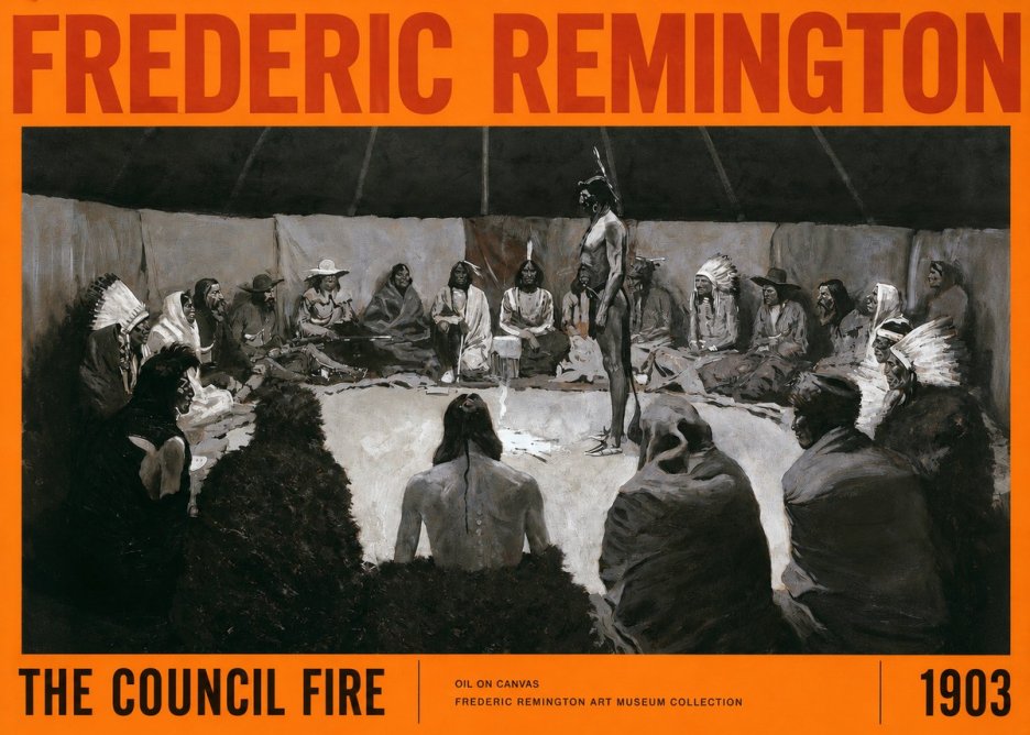 Frederic Remington The Council Fire II No2 - Póster