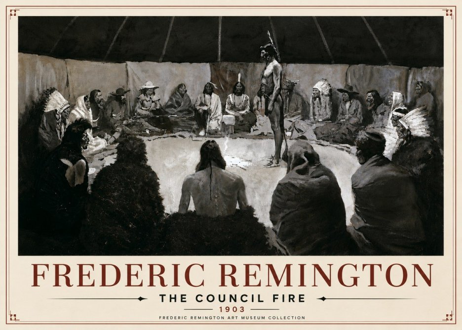 Frederic Remington The Council Fire II No6 - Póster