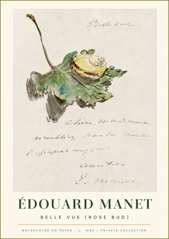 Édouard Manet A Rosebud with Leaf No2 - Póster