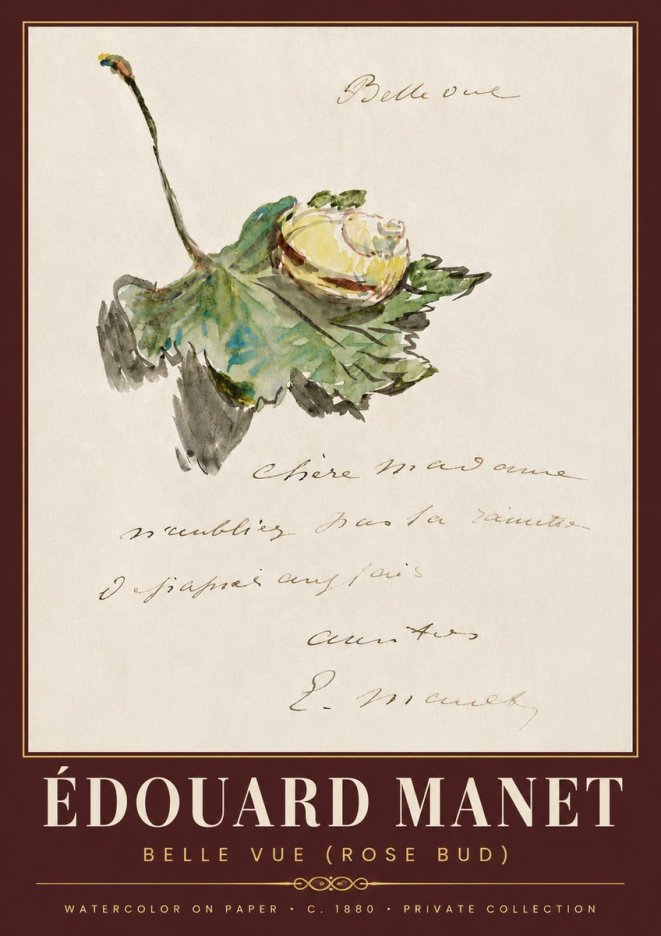 Édouard Manet A Rosebud with Leaf No6 - Póster