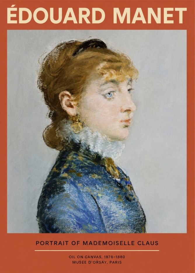 Édouard Manet Portrait of Mademoiselle Claus No2 - Póster