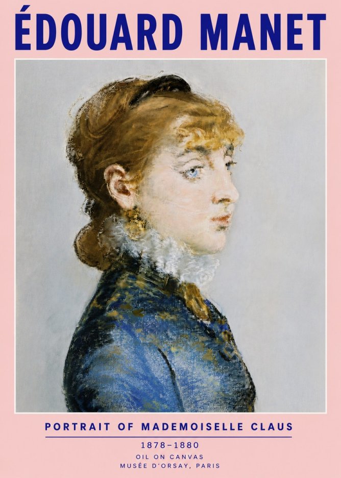 Édouard Manet Portrait of Mademoiselle Claus No6 - Póster