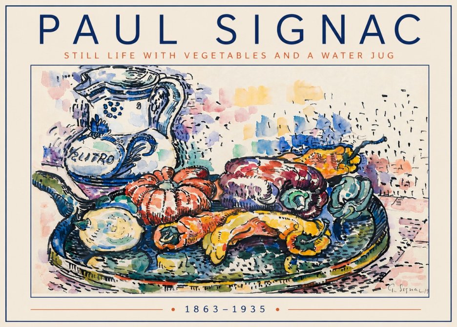 Signac Still Life with Vegetables and a Water Jug No5 - Póster