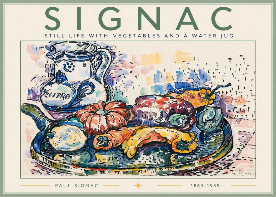 Signac Still Life with Vegetables and a Water Jug No6 - Póster