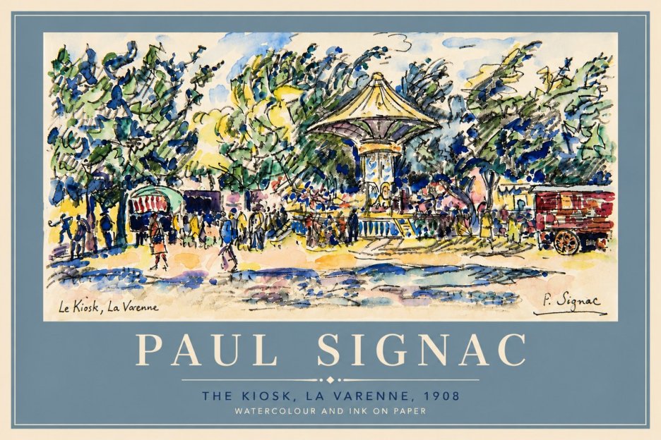 Signac The Kiosk, La Varenne, 1908 No5 - Póster