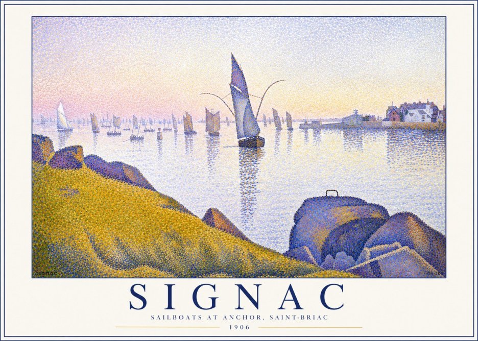 Signac Sailboats at Anchor, Saint-briac No1 - Póster