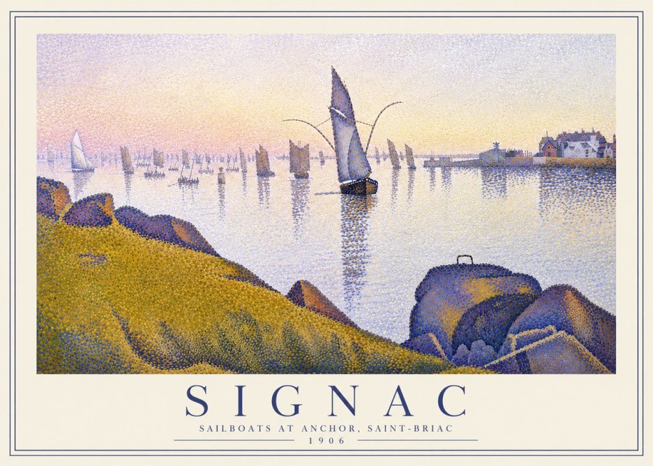 Signac Sailboats at Anchor, Saint-briac No3 - Póster