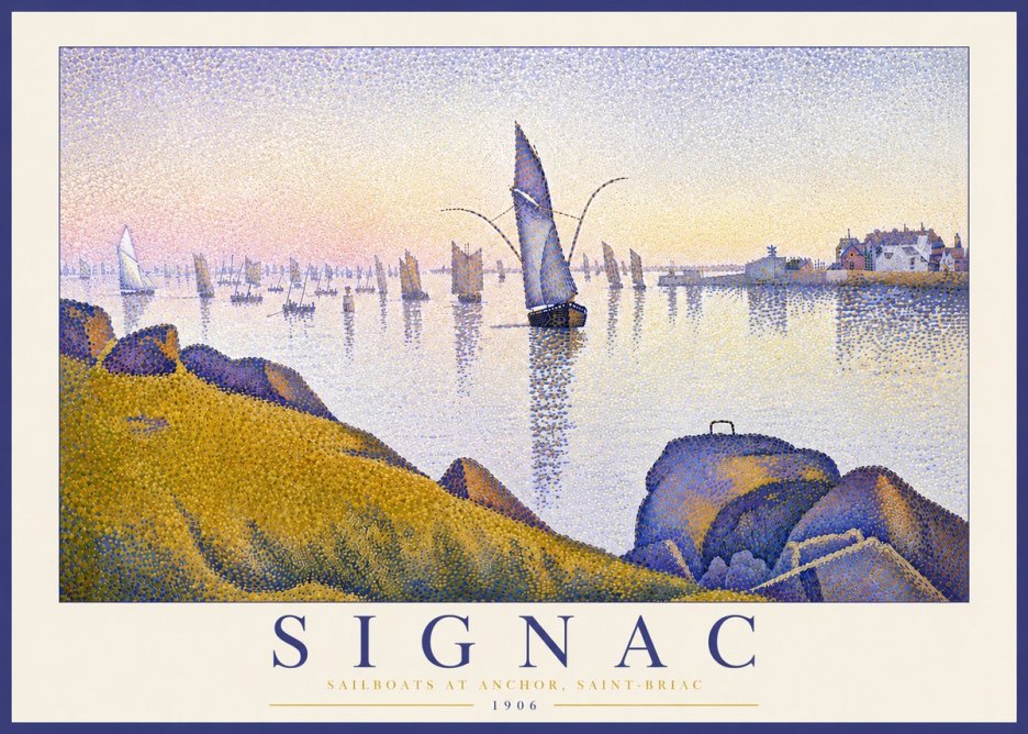 Signac Sailboats at Anchor, Saint-briac No5 - Póster