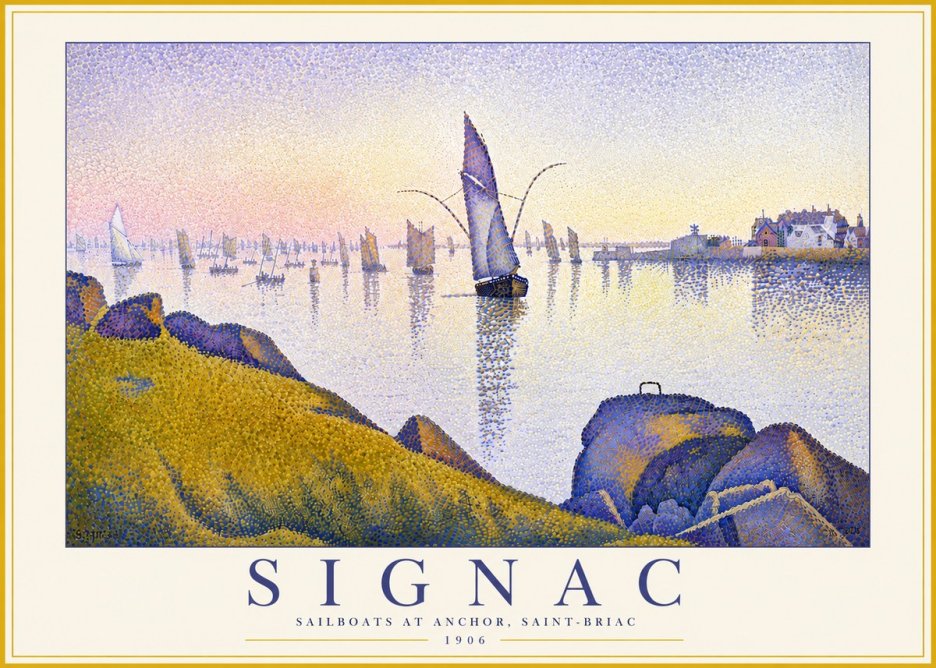 Signac Sailboats at Anchor, Saint-briac No6 - Póster