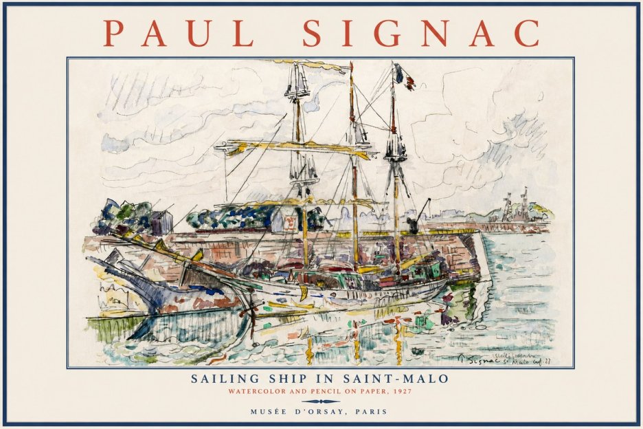 Signac Sailing Ship in Saint-malo No5 - Póster