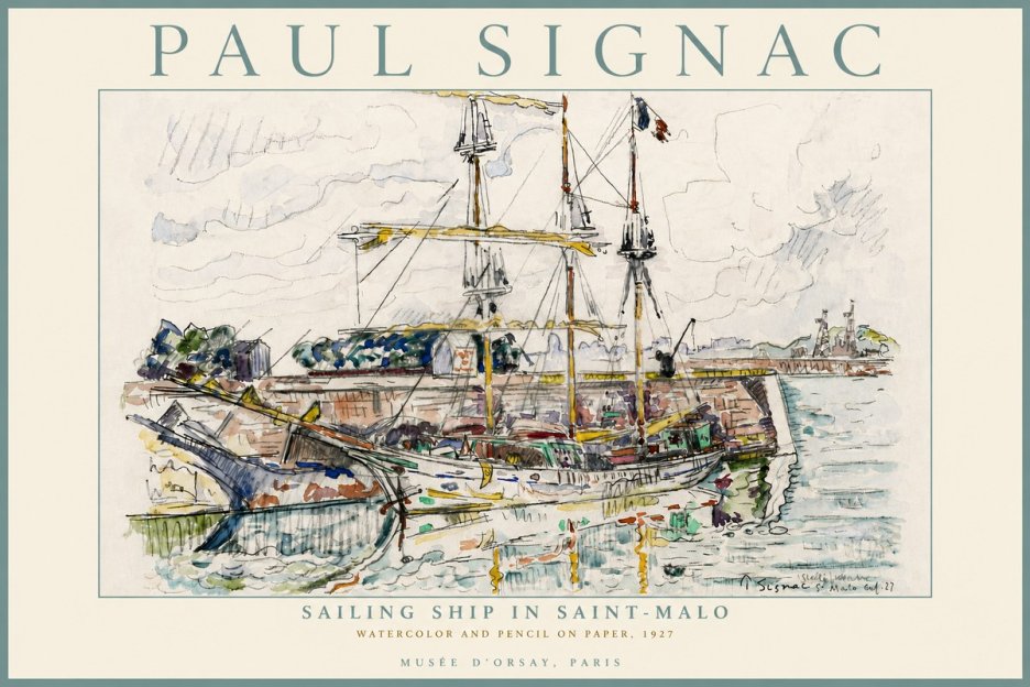 Signac Sailing Ship in Saint-malo No6 - Póster