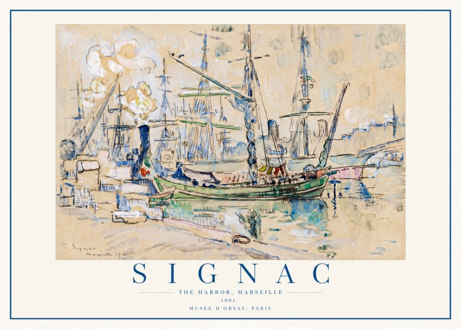 Signac The Harbor, Marseille No4 - Póster