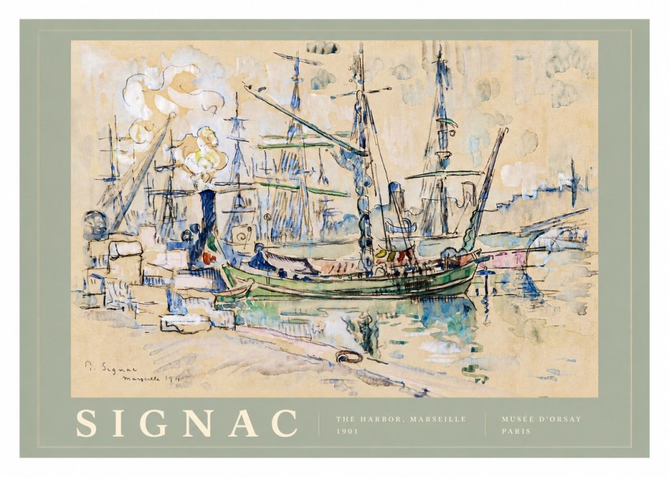 Signac The Harbor, Marseille No5 - Póster