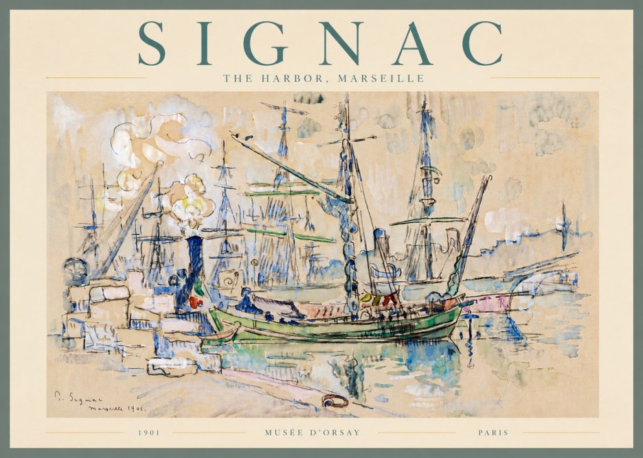 Signac The Harbor, Marseille No6 - Póster