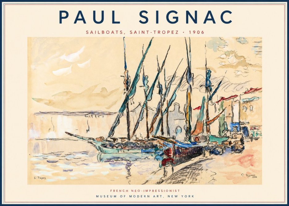 Signac Sailboats, Saint-tropez No3 - Póster
