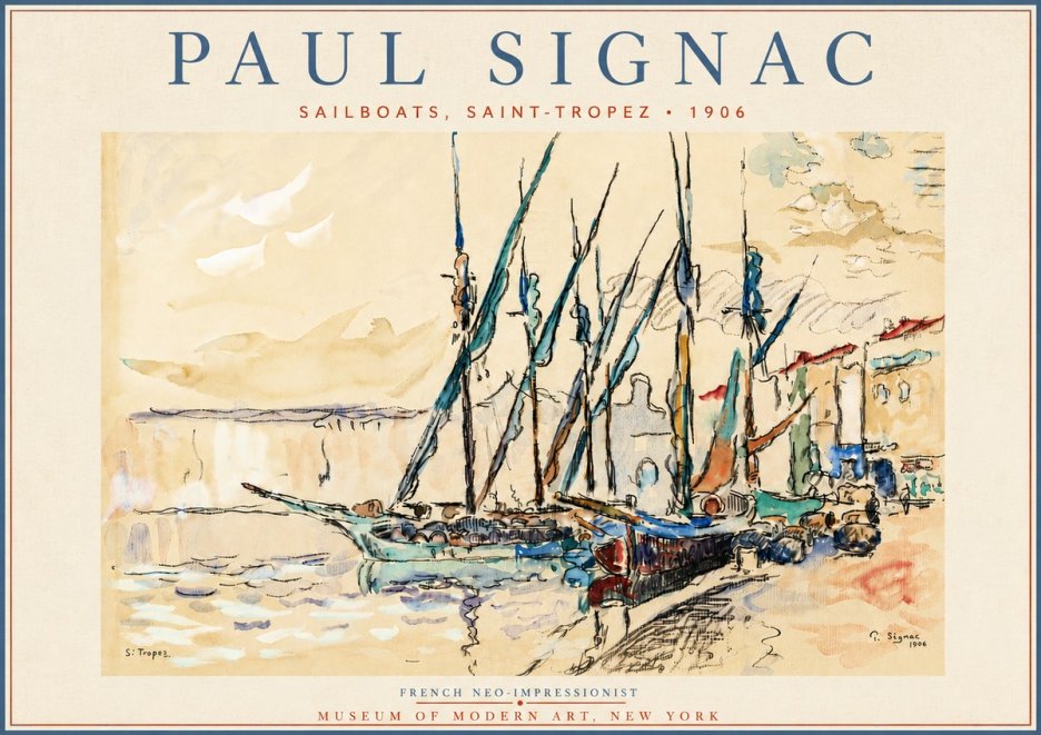 Signac Sailboats, Saint-tropez No6 - Póster
