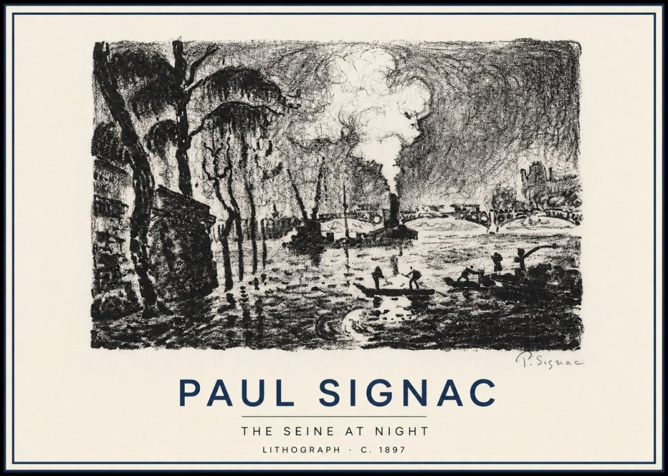 Signac The Seine at Night No3 - Póster