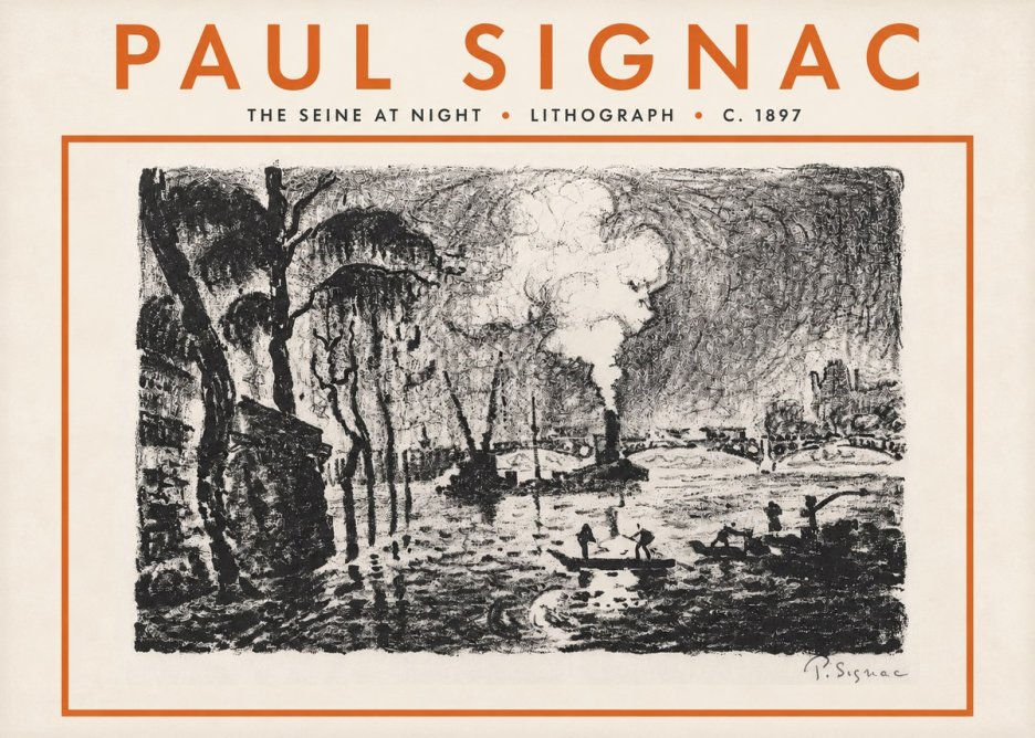 Signac The Seine at Night No5 - Póster