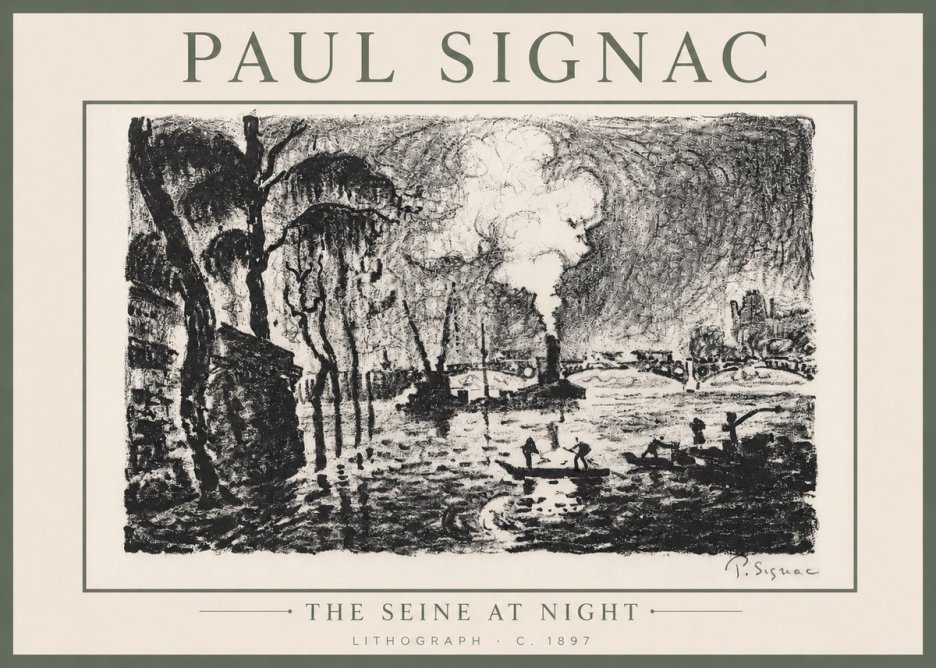 Signac The Seine at Night No6 - Póster