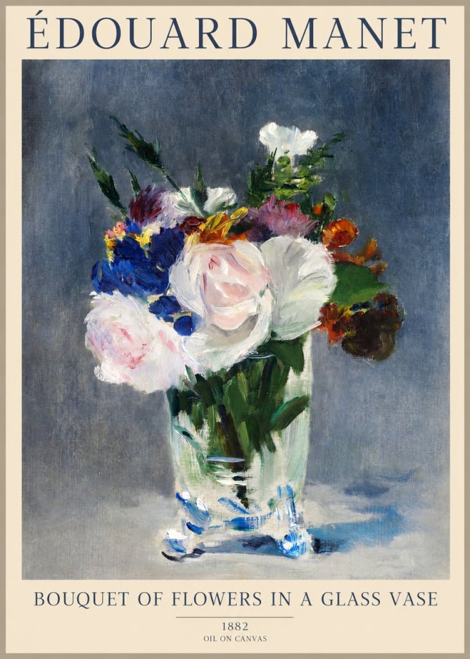 Édouard Manet Bouquet of Flowers in a Glass Vase No1 - Póster