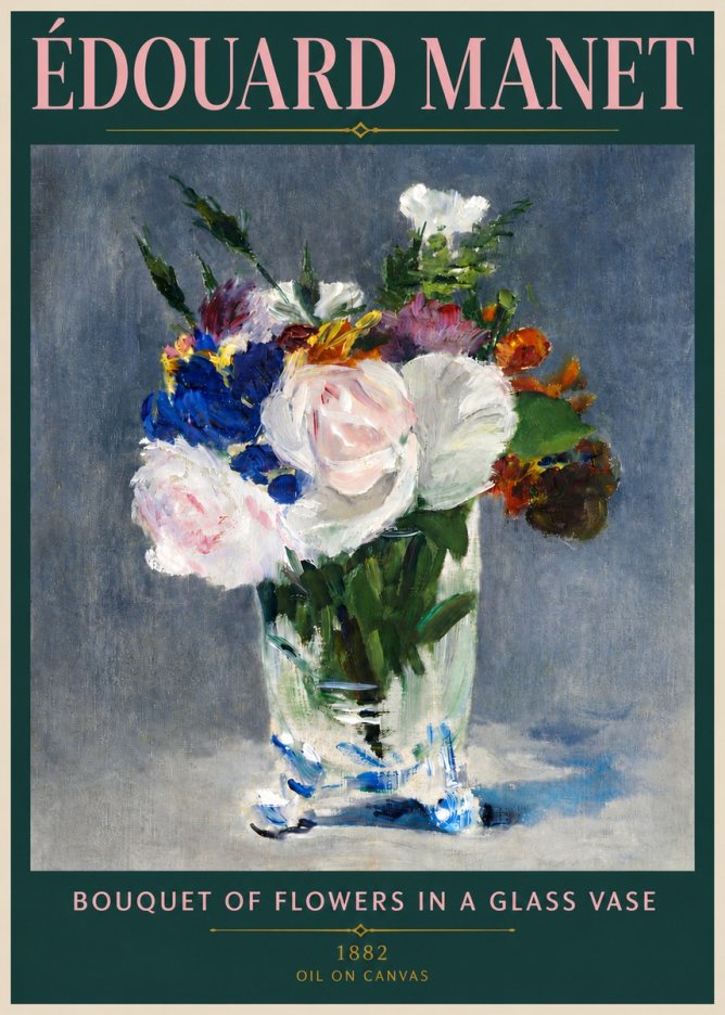 Édouard Manet Bouquet of Flowers in a Glass Vase No5 - Póster