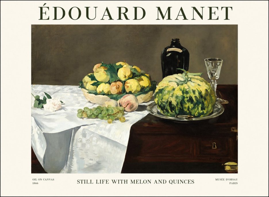 Édouard Manet Still Life with Melon and Quinces No1 - Póster