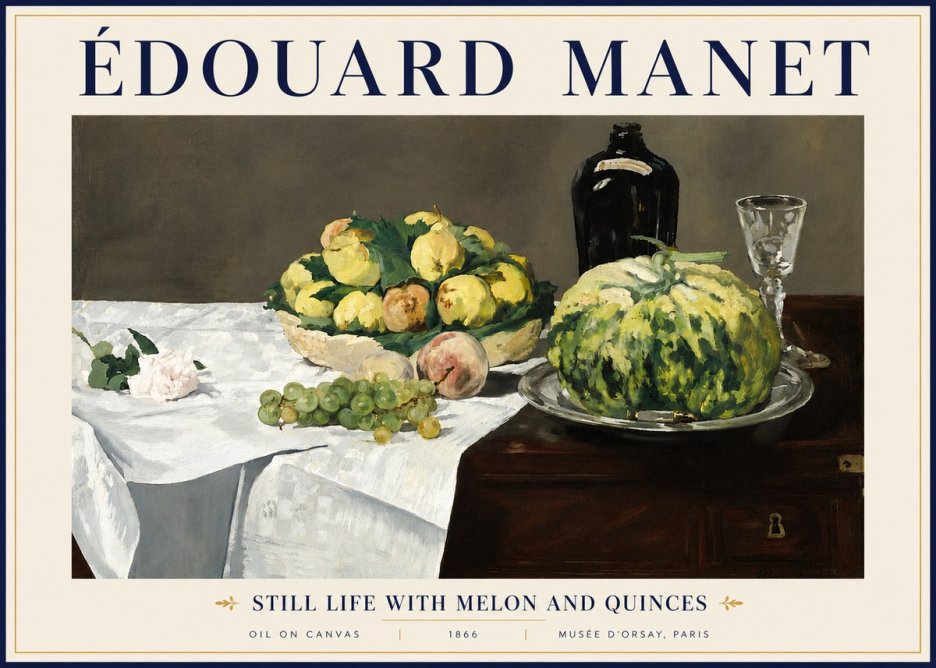 Édouard Manet Still Life with Melon and Quinces No5 - Póster