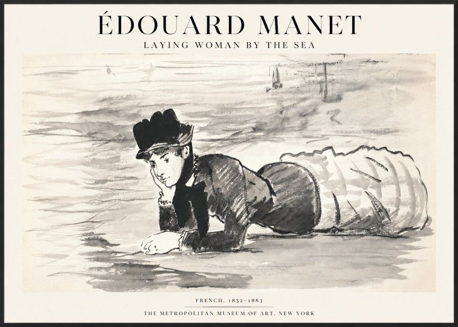 Édouard Manet Laying Woman by the Sea No1 - Póster