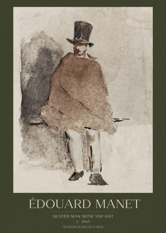 Édouard Manet Seated Man with Top Hat No1 - Póster